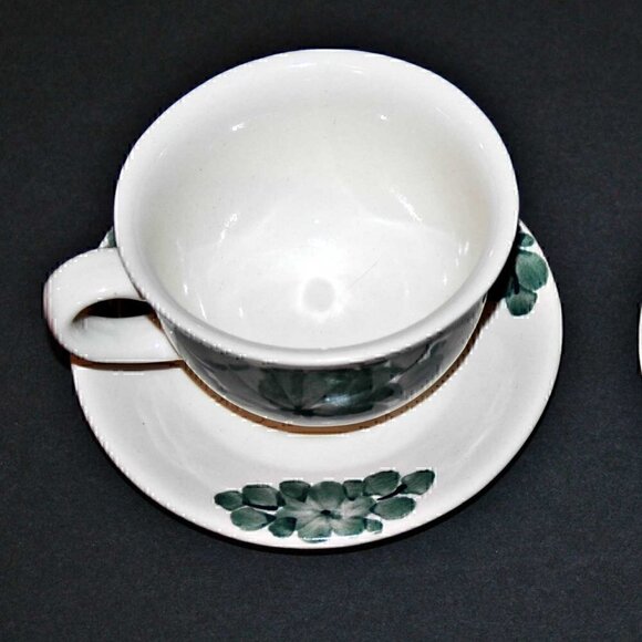 Vintage Polish Cups and Saucers Hand Made and Painted Floral Makers Stamp - Picture 3 of 7